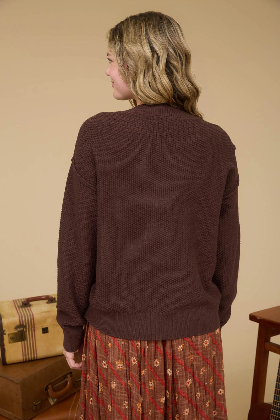 Exposed Seam Button Down Cardigan