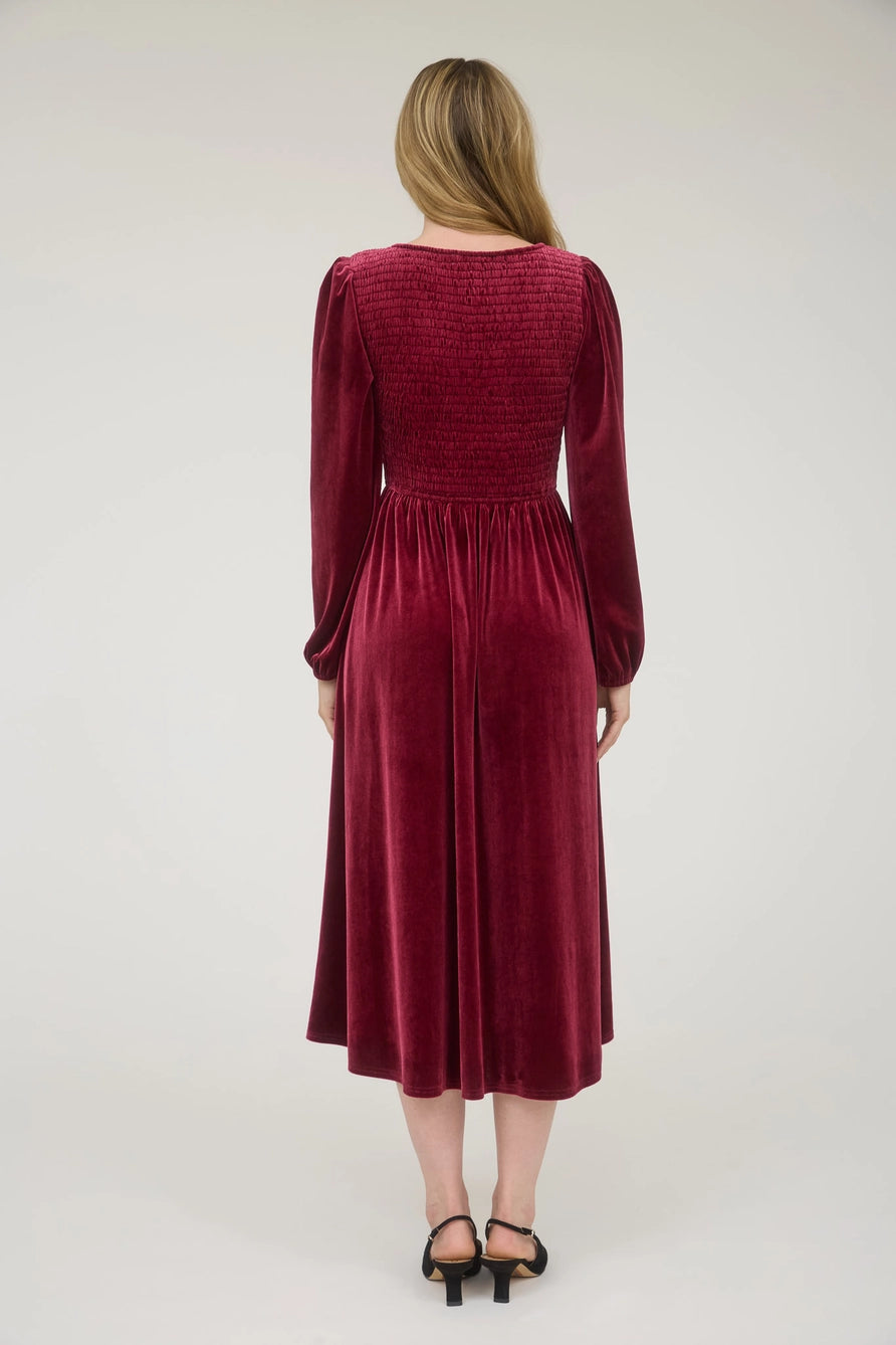 Velvet Long Sleeve Midi Dress
