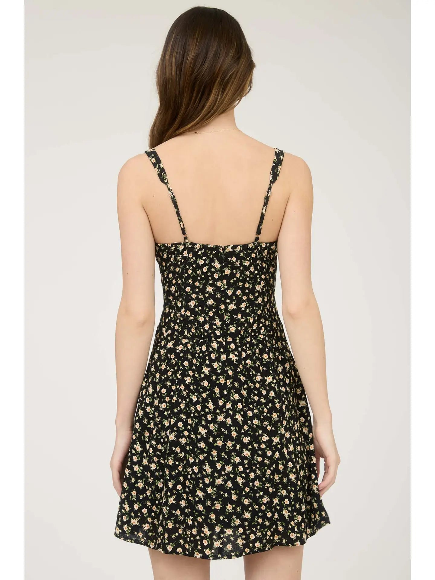 Floral Half Button Down Mini Dress