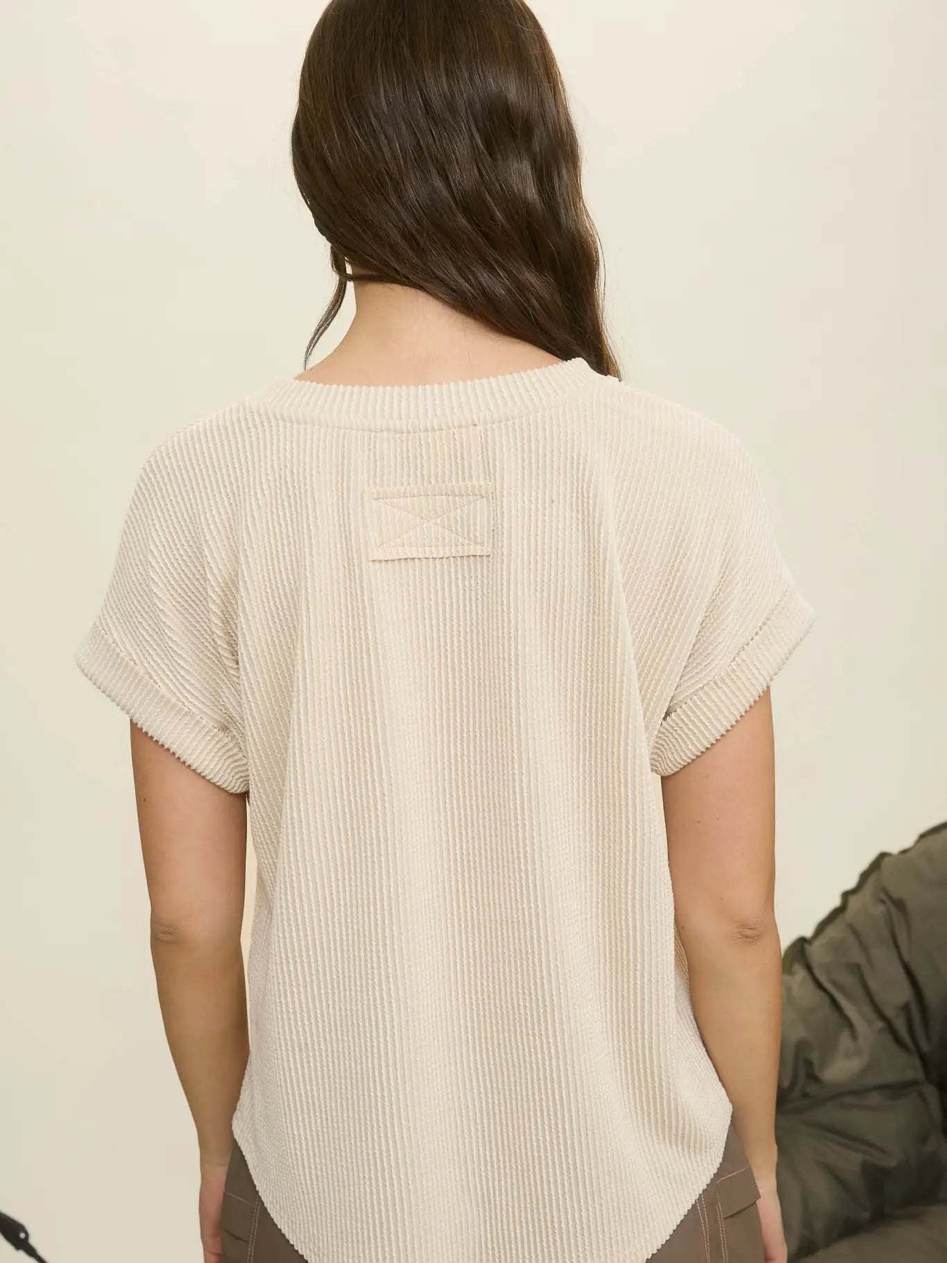 Ribbed Cuff Sleeve Top