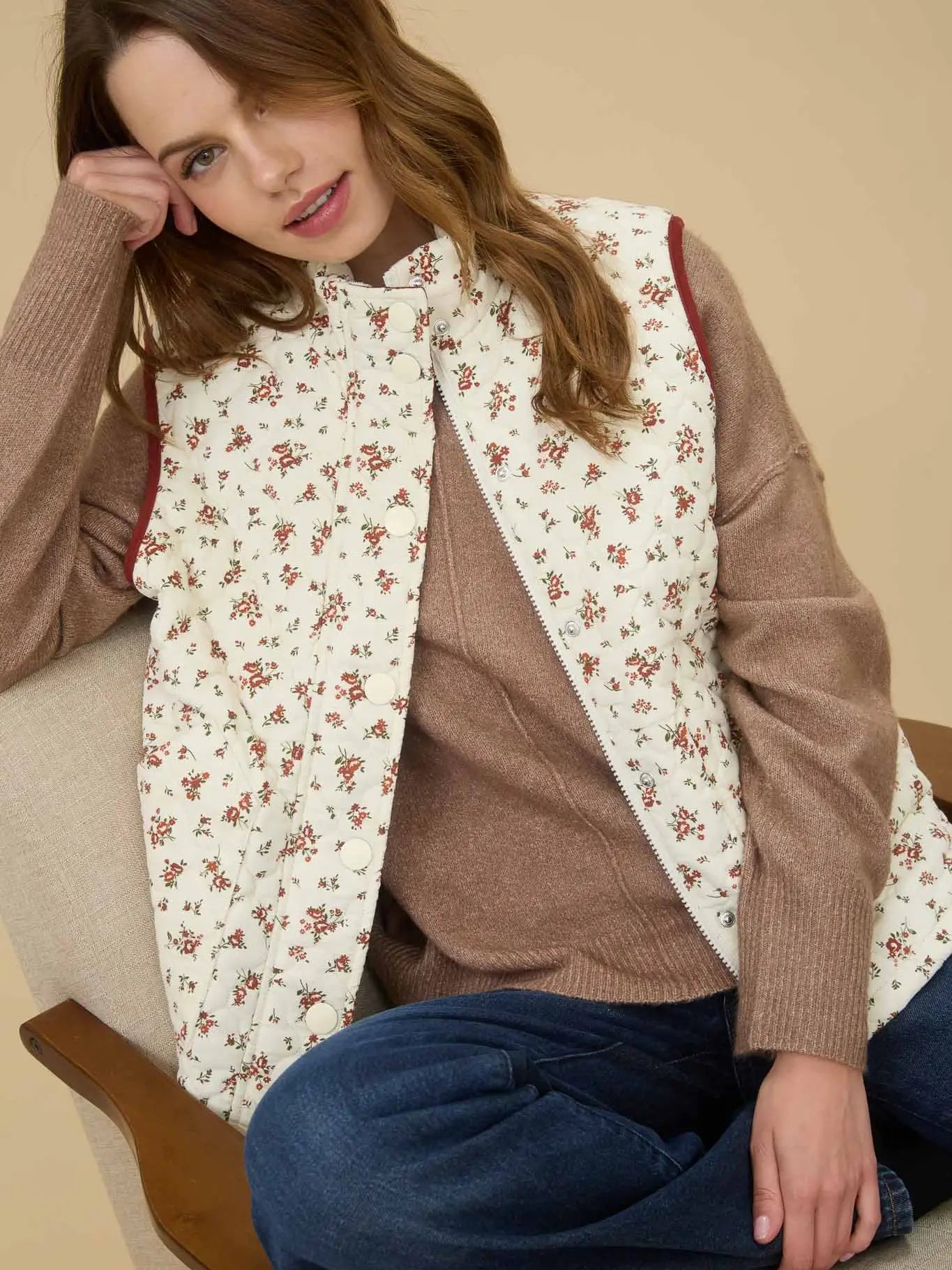 Floral Quilted Puffer Vest