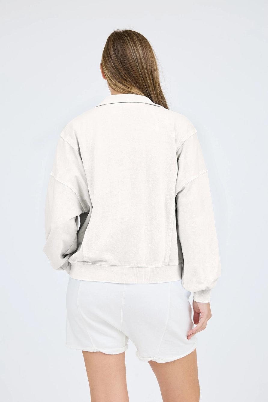Washed Snap Button Pullover