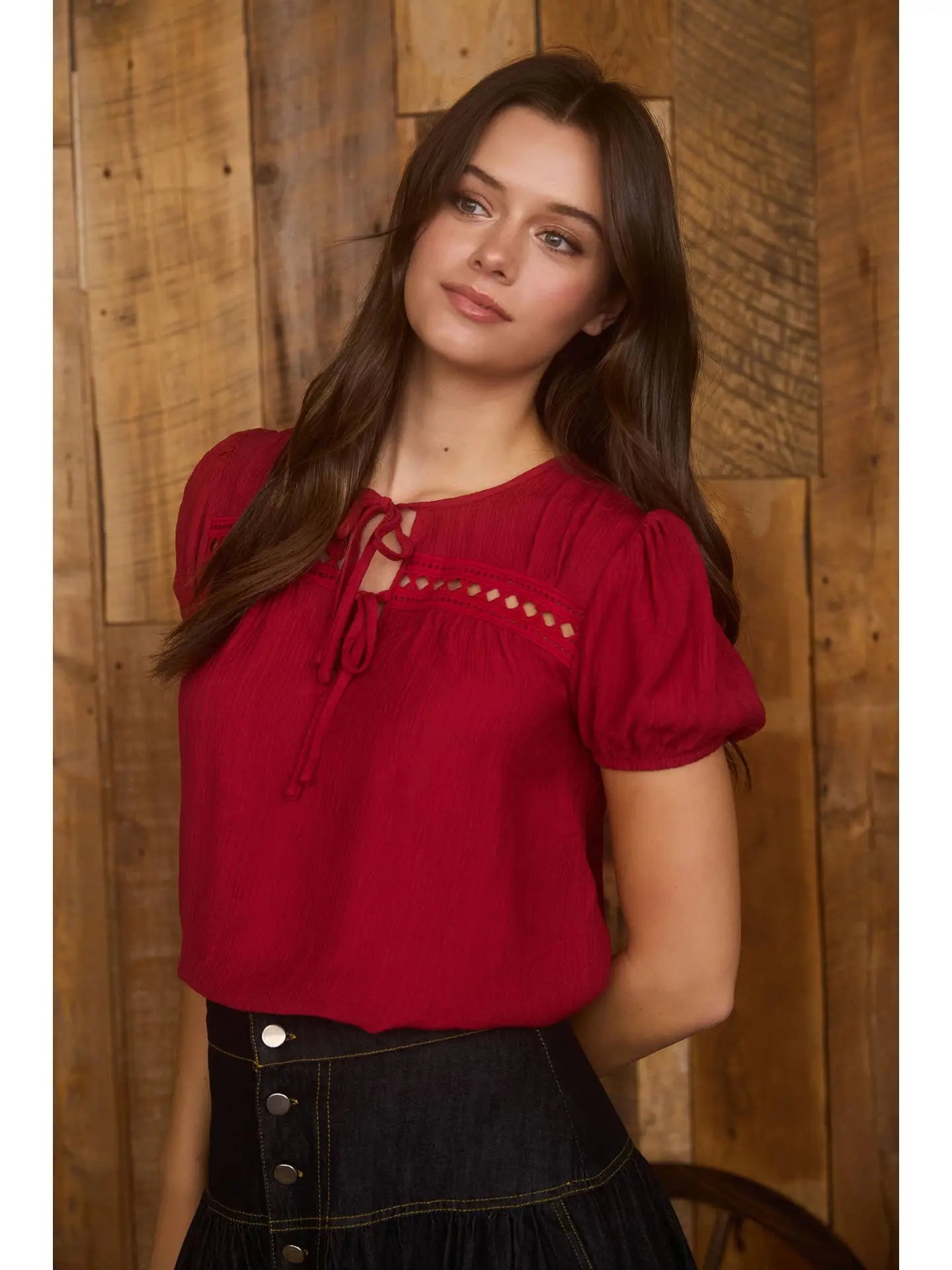 Eyelet Lace Double Tie Top