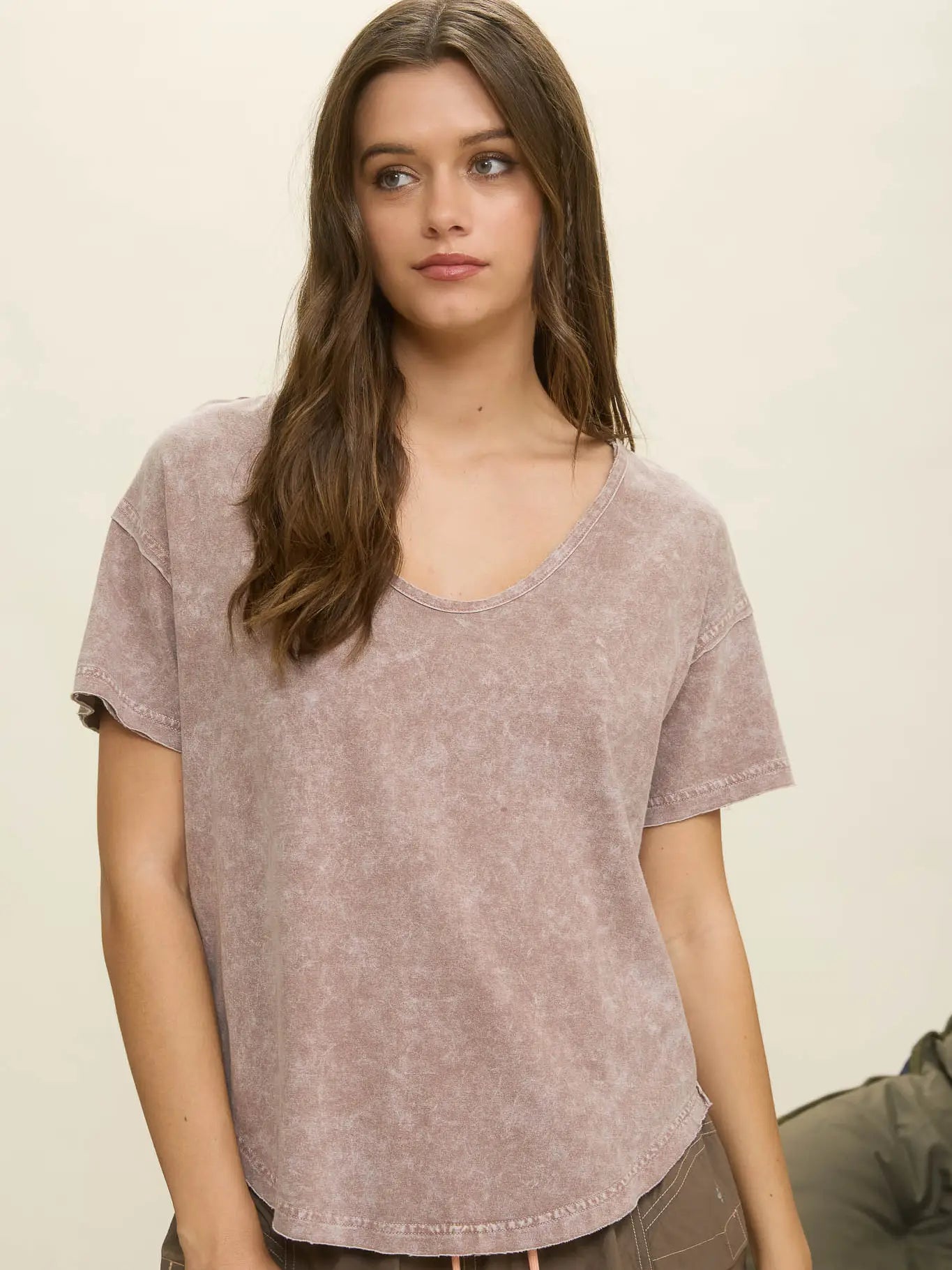 Washed Scoop Neck Tee