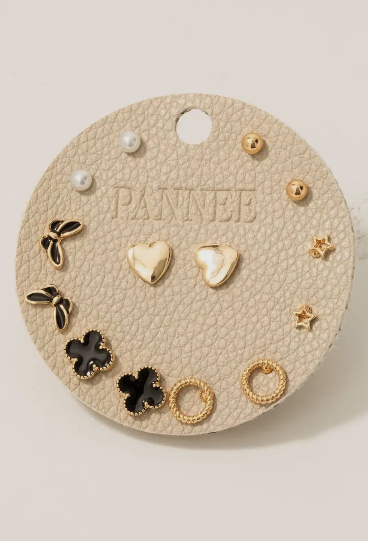 Black Butterfly Heart Stud Set