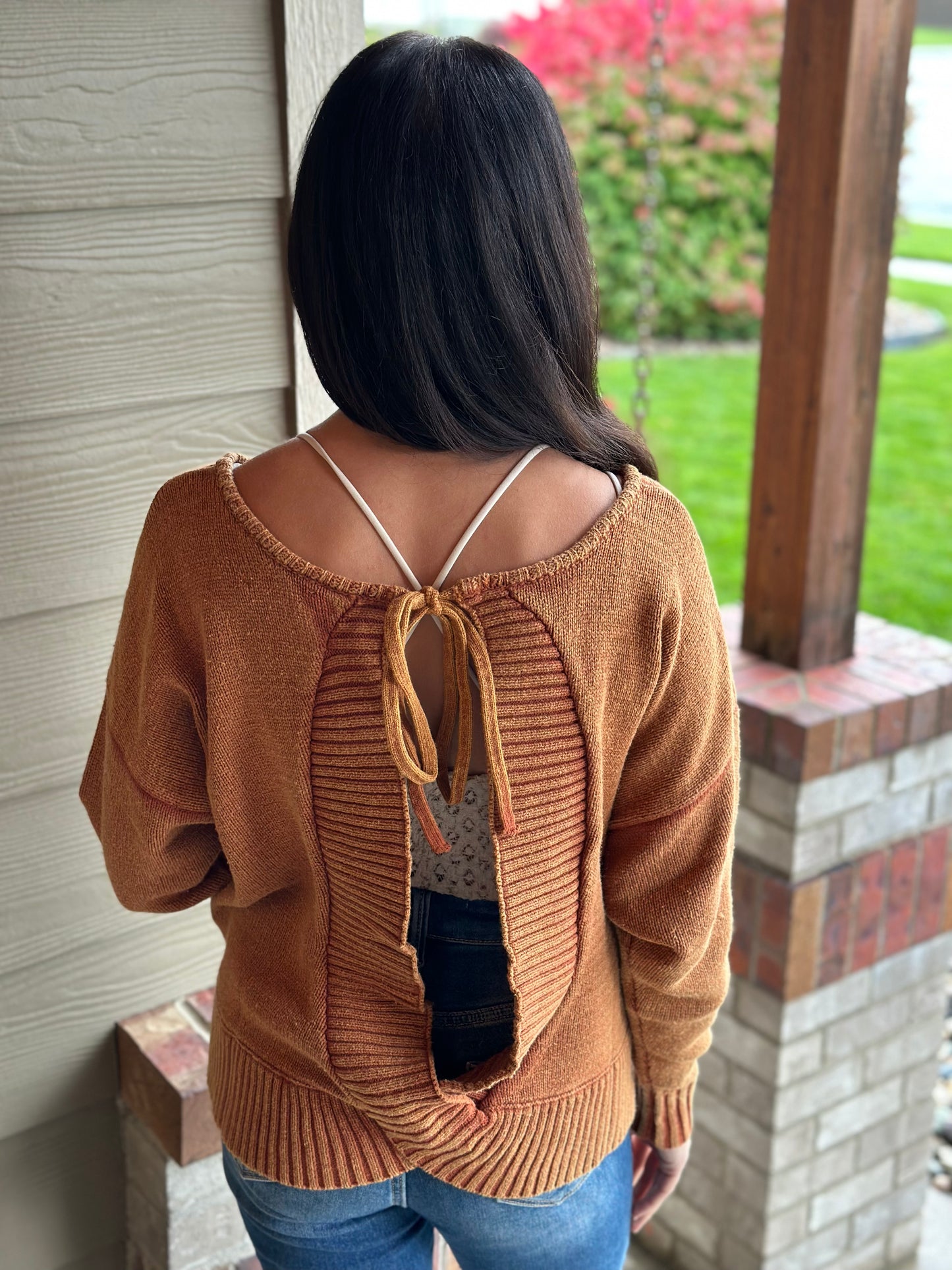Open Back Rust Sweater