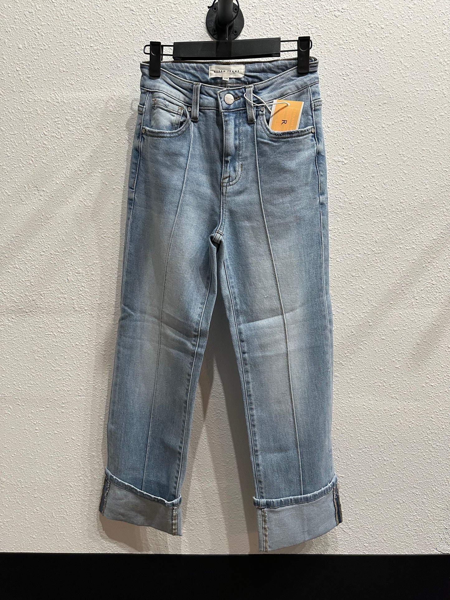 Ankle Light Wash Cuffed Risen Denim
