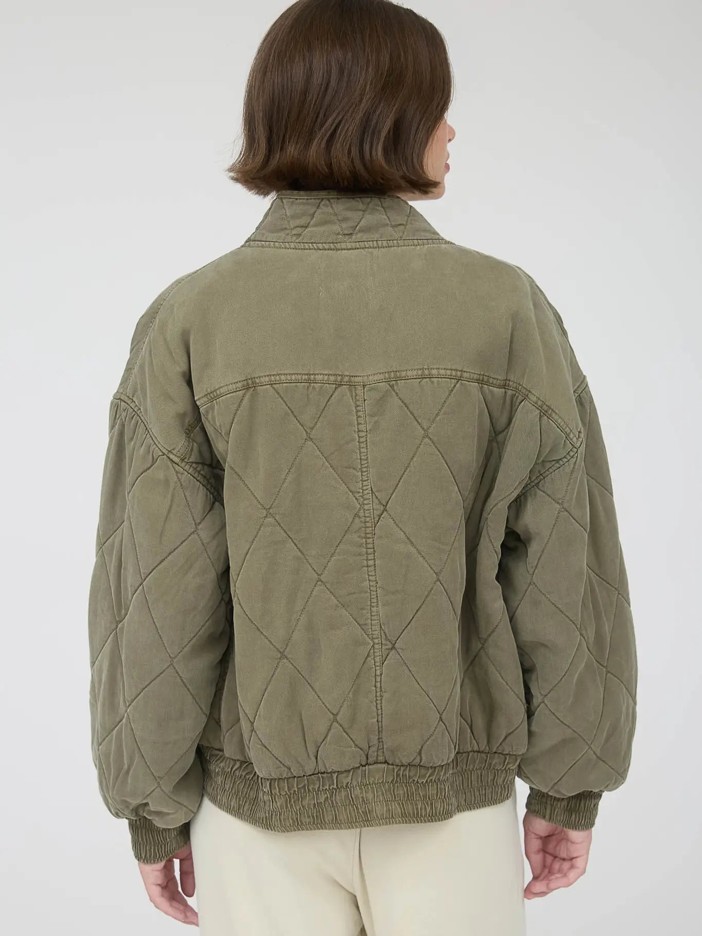 Washed Quilted Button Down Jacket