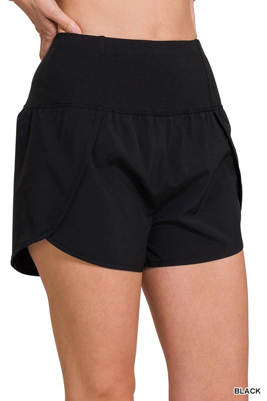 Black Zipper Back Running Short