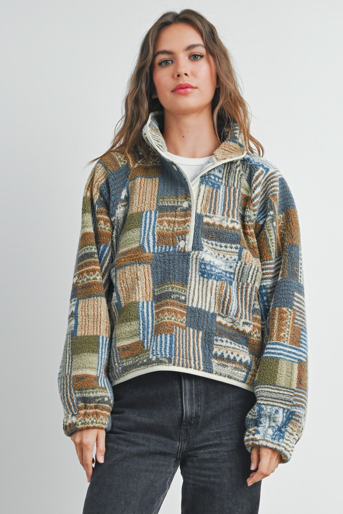 Blue Patchwork Multi Color Sweatshirt