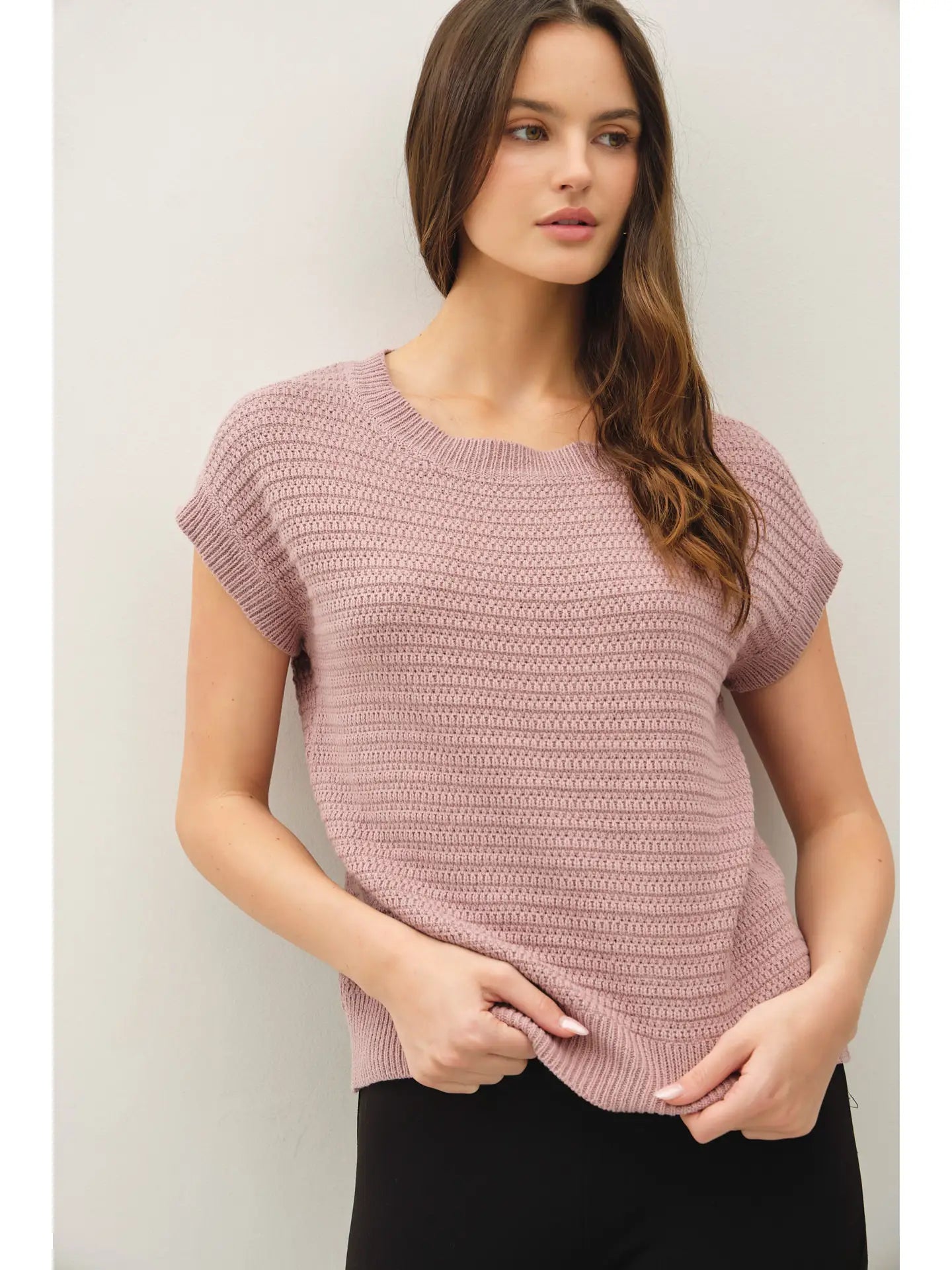 Textured Cap Sleeve Sweater