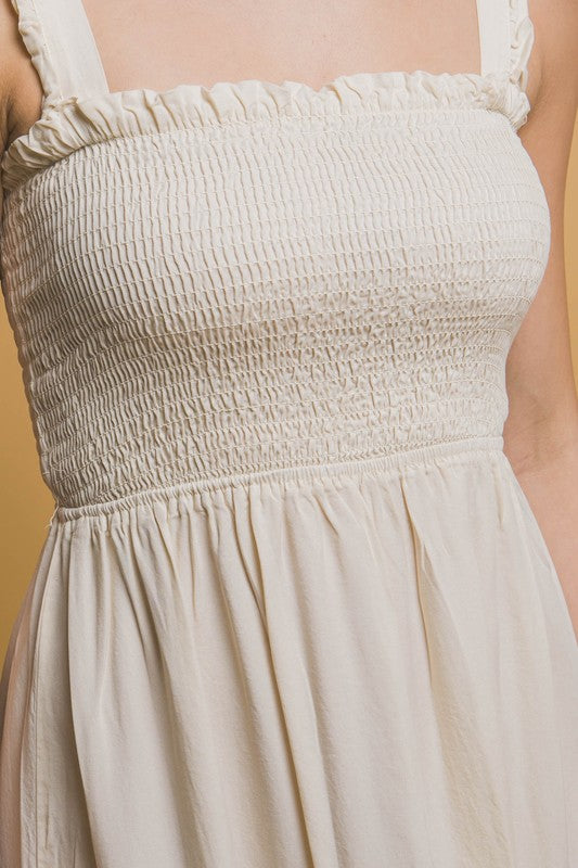 Smocked Maxi Dress-Chalk
