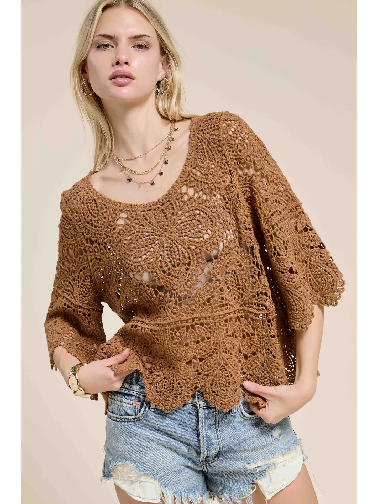 Floral Crochet Layering Top