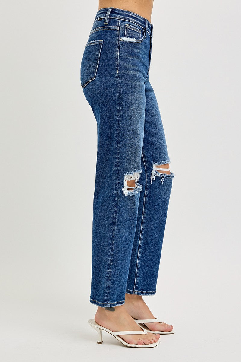 Dark Wash Girlfriend Risen Jeans