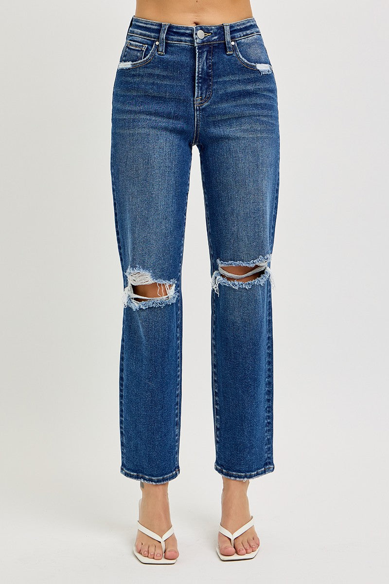 Dark Wash Girlfriend Risen Jeans