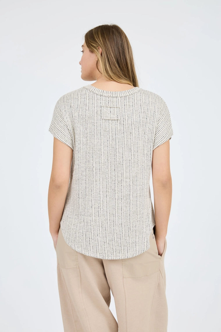 Short Sleeve Sweater Knit Top-Taupe