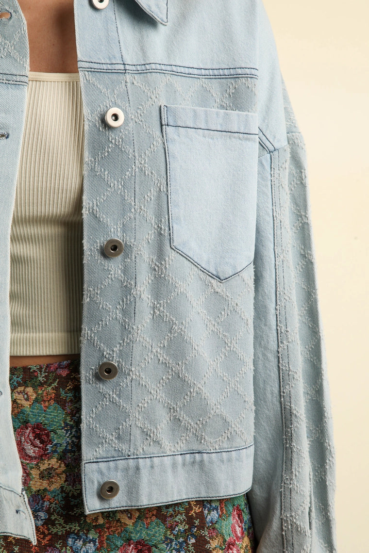 Contrast Denim Jacket-Indigo
