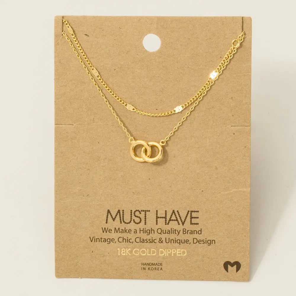 Layered Chain Link Charm Necklace
