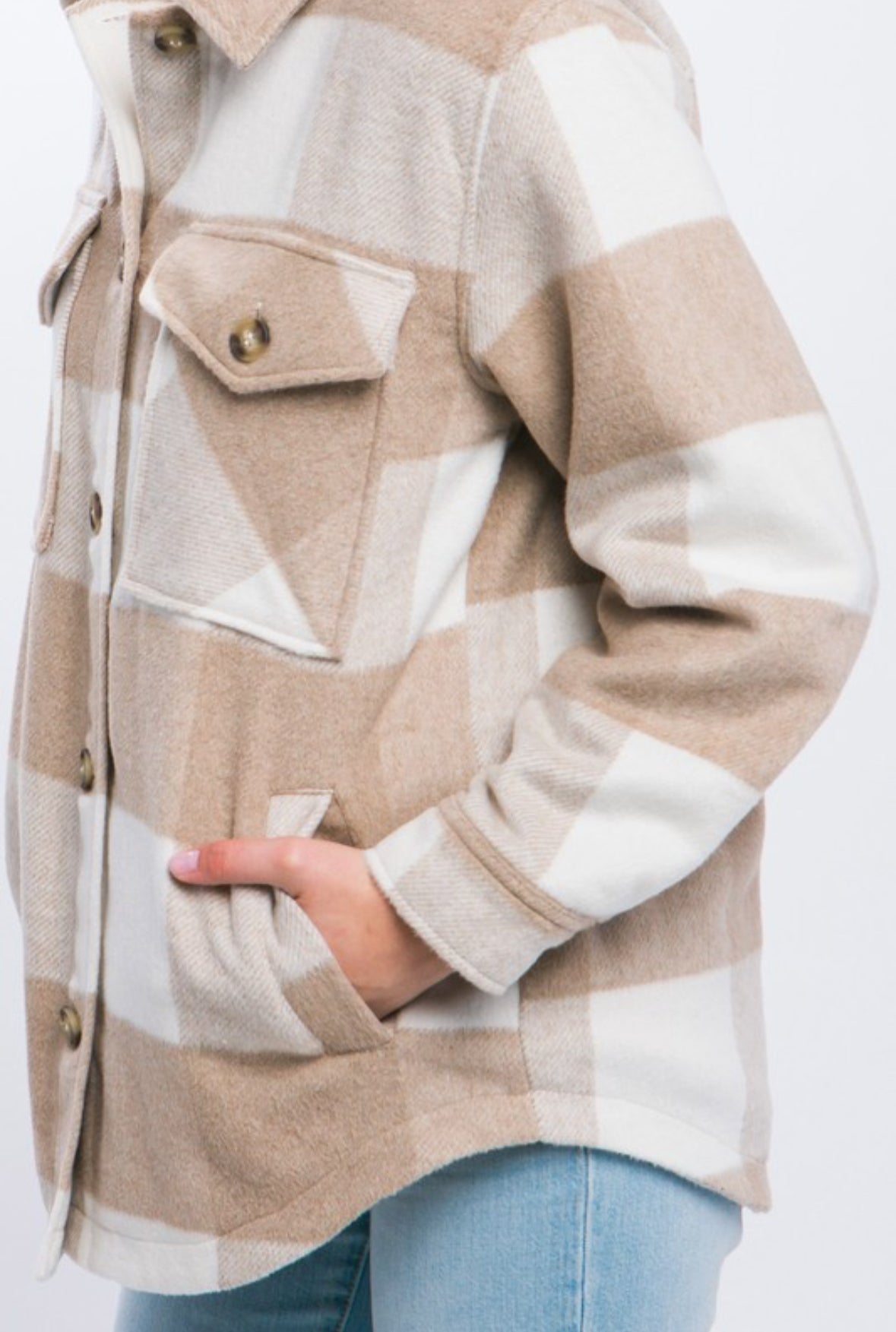 Khaki Plaid Button Down Jacket