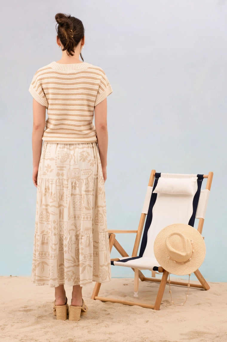 Short Sleeve Stripe Sweater Top