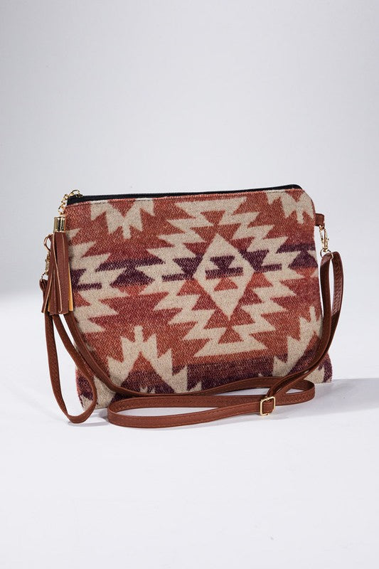 Western Print Crossbody Bag-Red