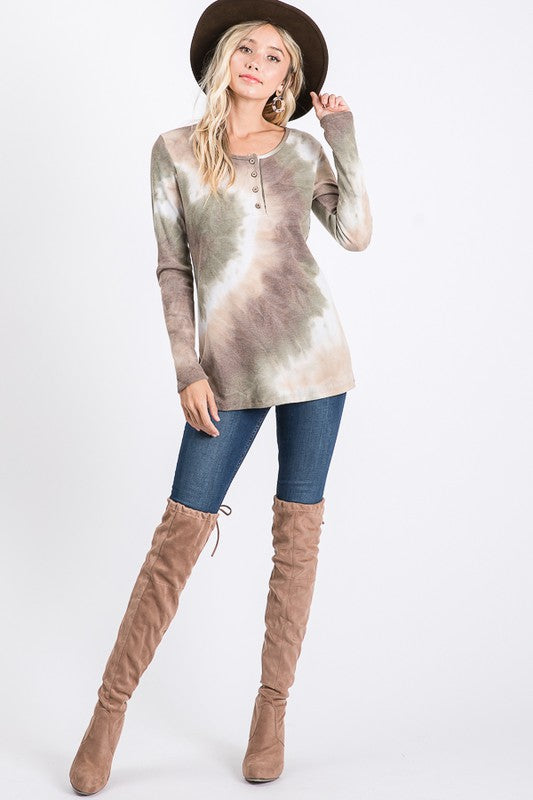 Got A Feeling Olive Tie Dye Top