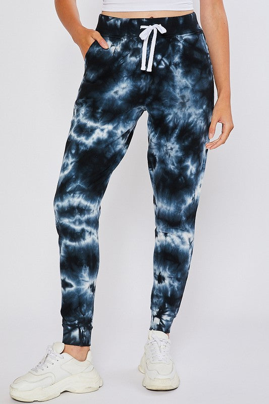 Cozy In Tie Dye Joggers-Black