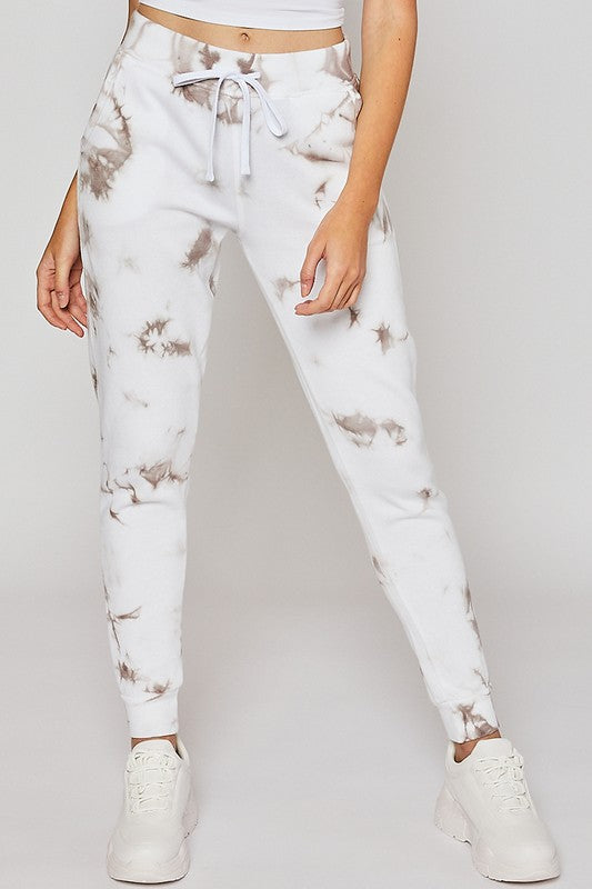 Cozy In Tie Dye Joggers-Taupe
