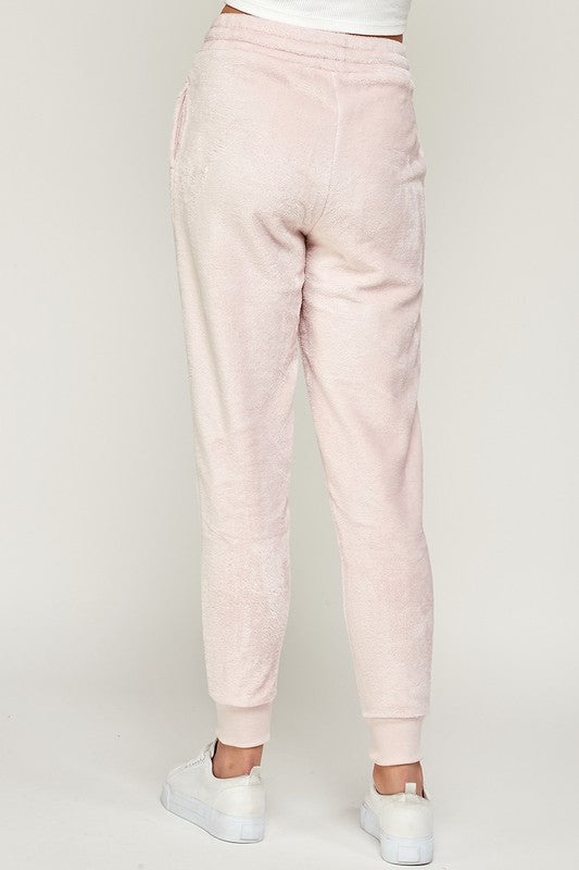 Plush Pink Jogger Pants