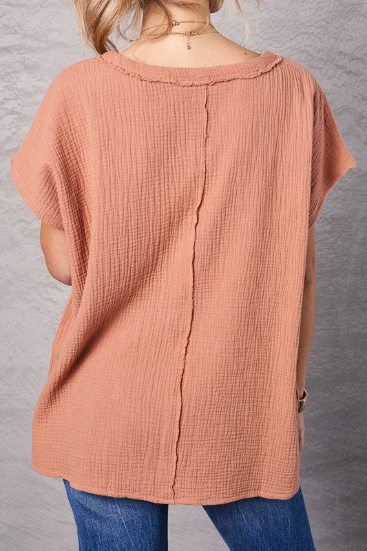 Once In A Lifetime Ginger Button Down Top