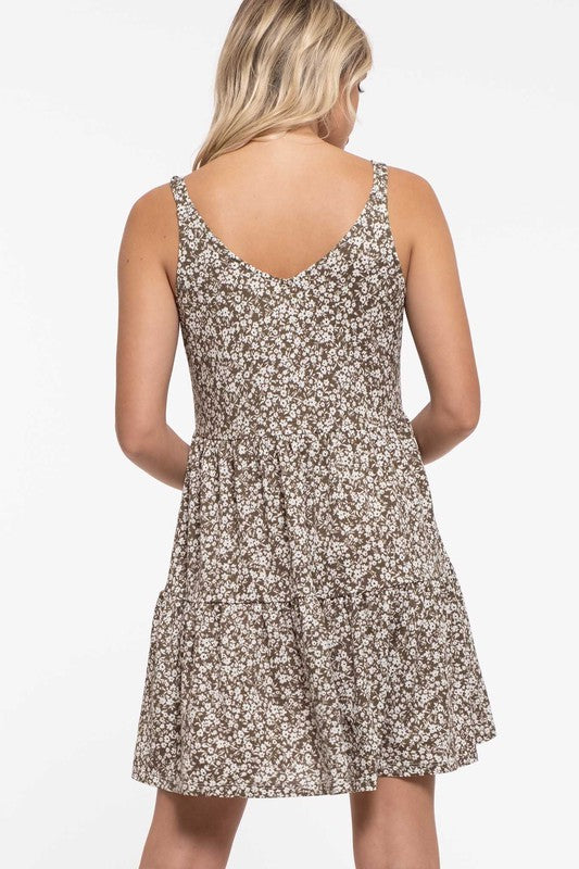 Summer Sunrise Floral Dress-Olive