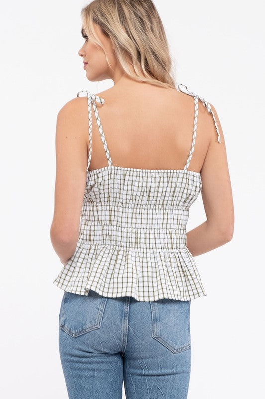 Forever With You Olive Plaid Top