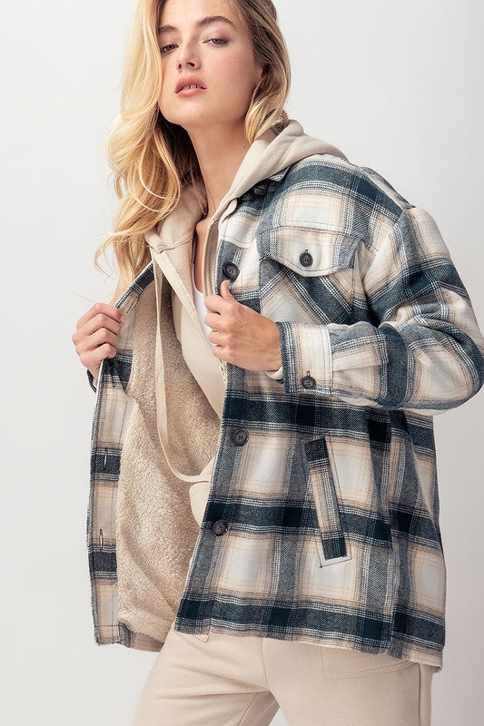 Let's Fall In Love Teal Plaid Jacket