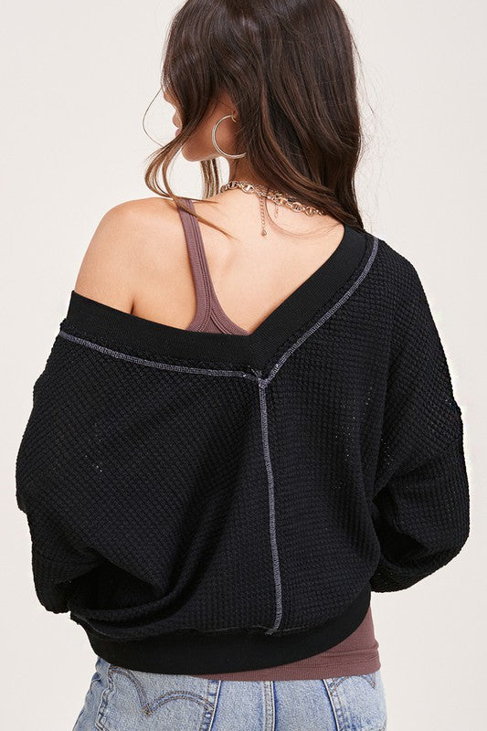 Keep Dreaming of Love Black Waffle Top