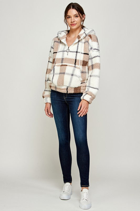Plaid Sherpa Half Zip