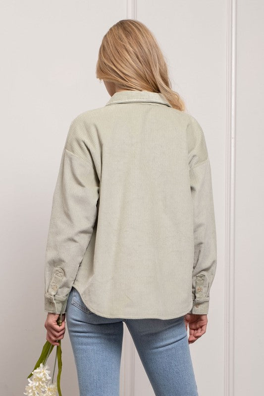 Spring Mornings Corduroy Jacket- Light Mint