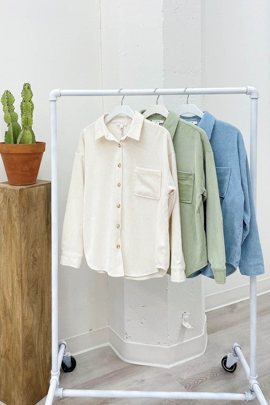Spring Mornings Corduroy Jacket- Light Mint