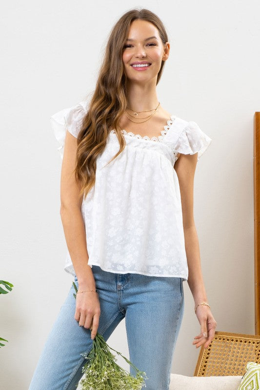 White Floral Babydoll Top