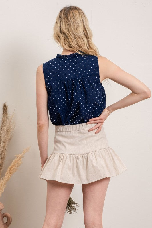 Navy Swiss Dot Tank Top