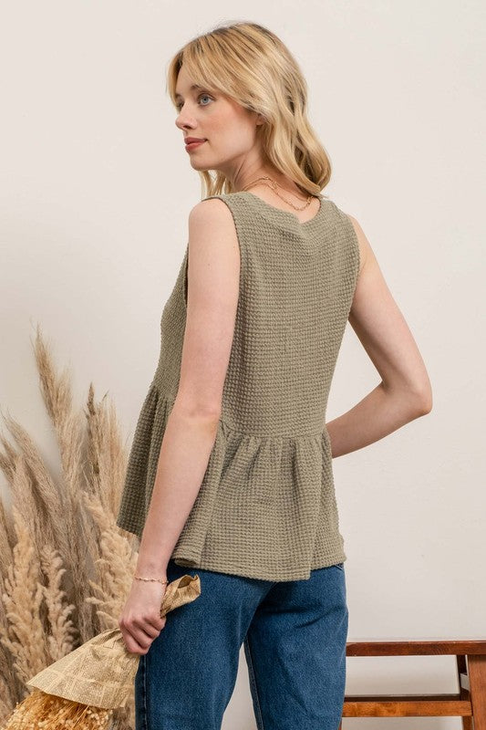 Olive Waffle Knit Tank
