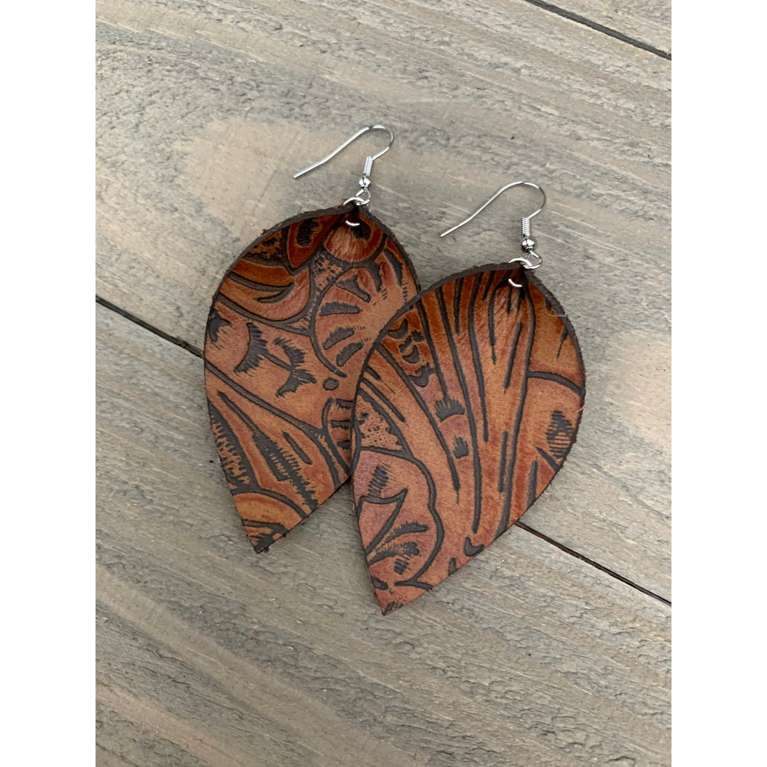 Whiskey Brown Leather Earrings
