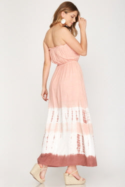 Peach Tie Dye Maxi Dress