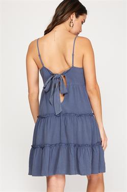 Now Or Never Tiered Navy Dress