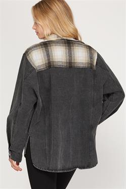 The Perfect Mix Plaid and Denim Jacket