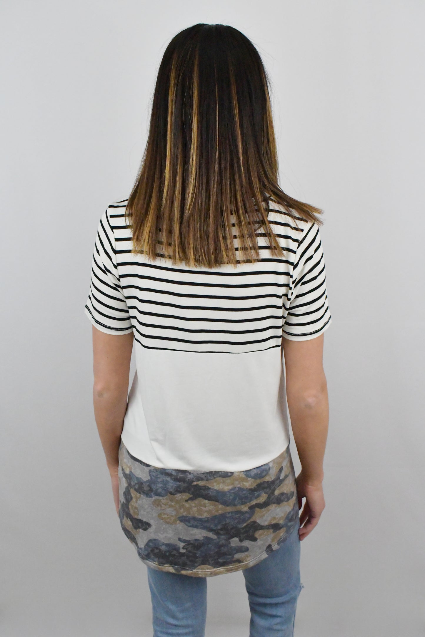 Can't Wait Camo Colorblock Top