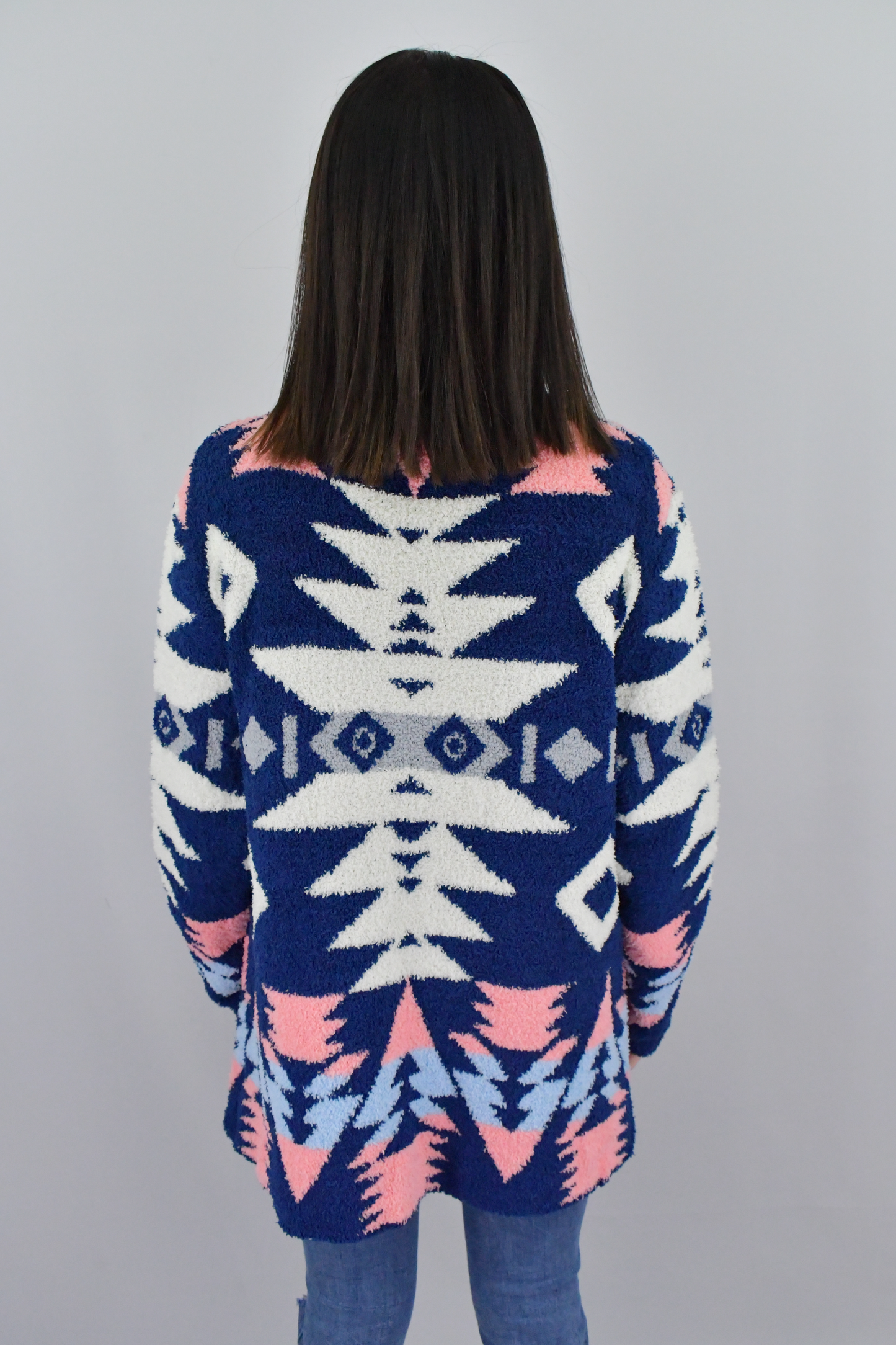 Adventure Awaits Aztec Cardigan-Blue