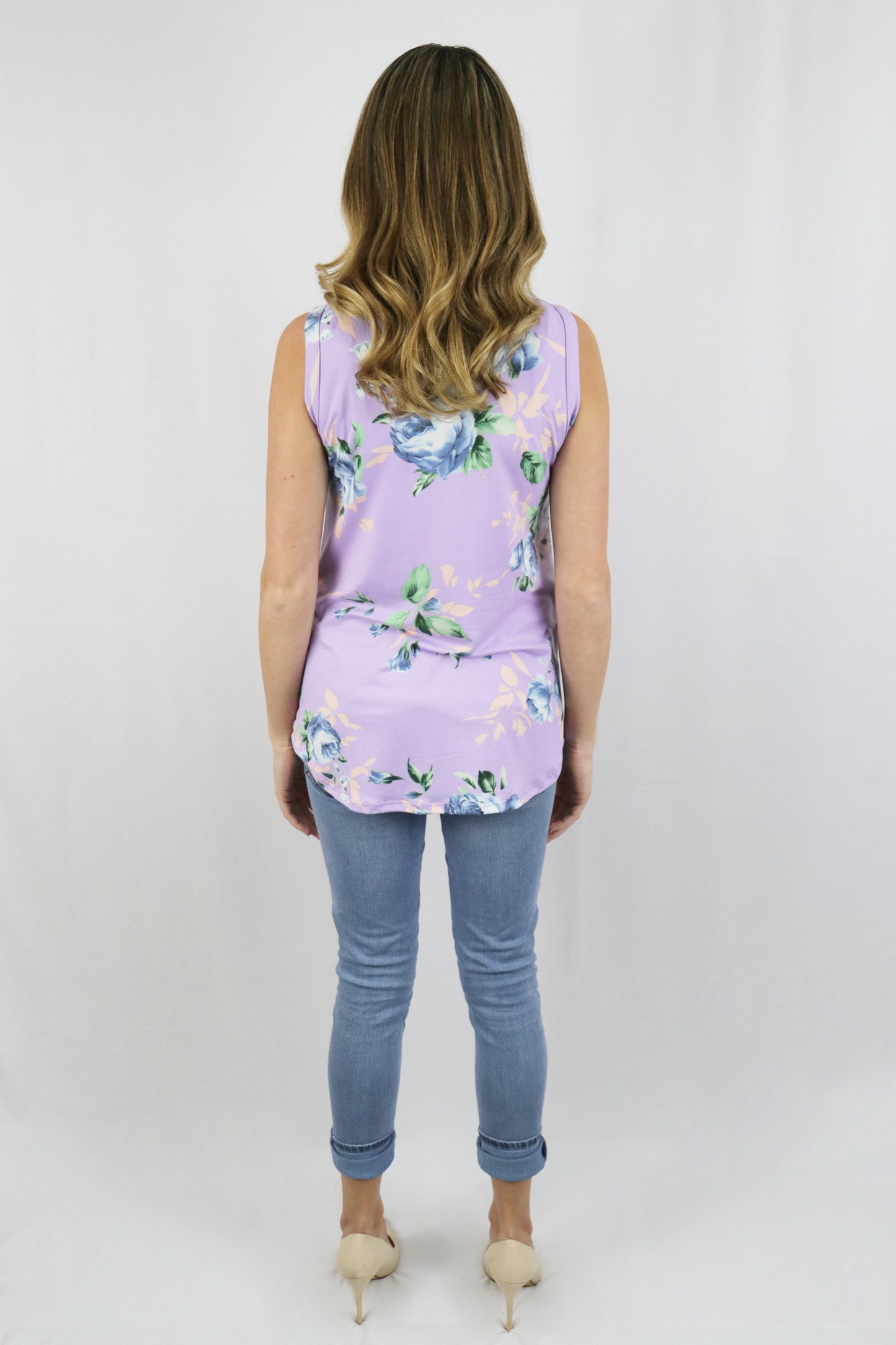 Summertime Floral Tank-Lavender