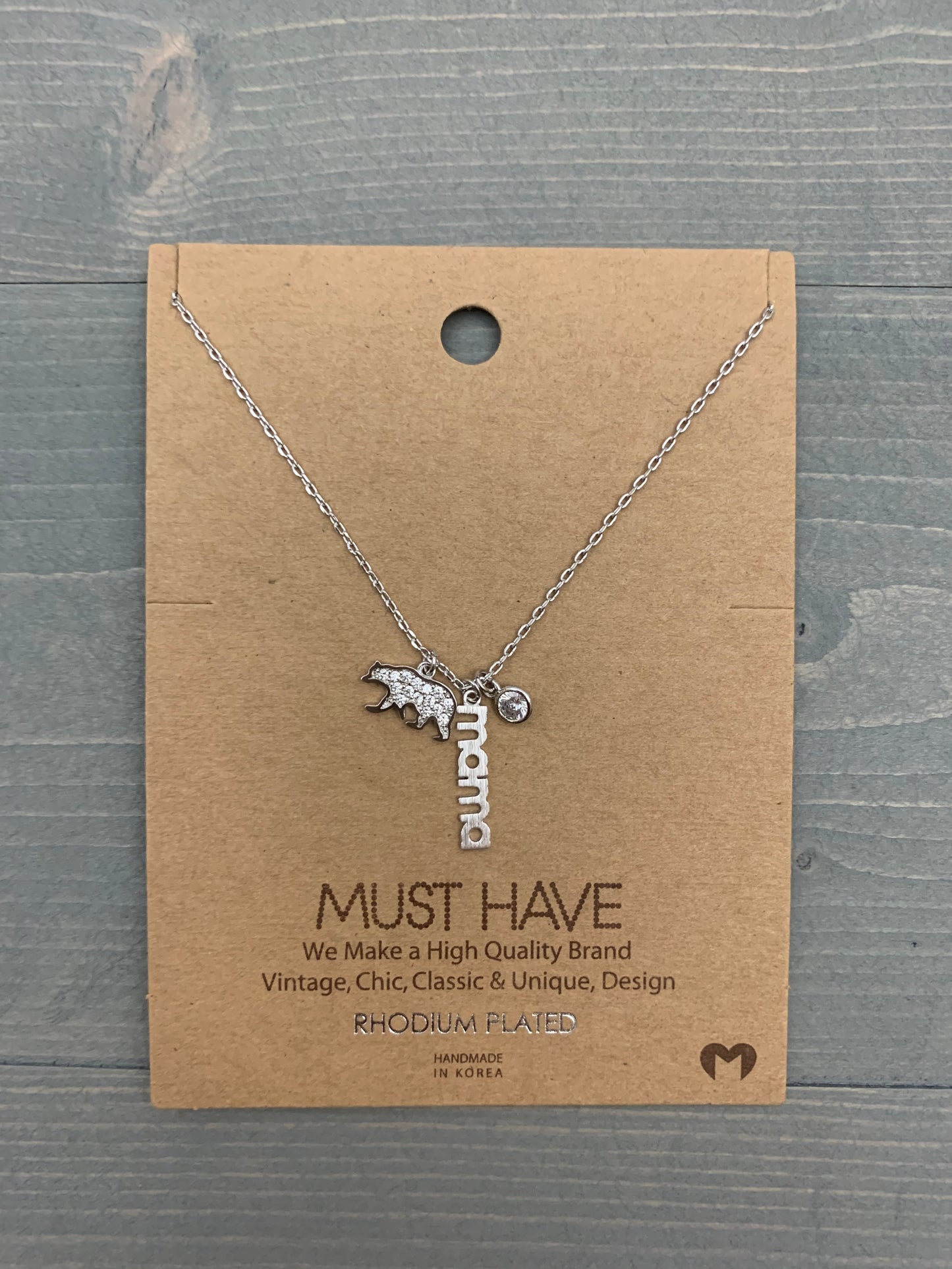 Mama Bear Charm Necklace