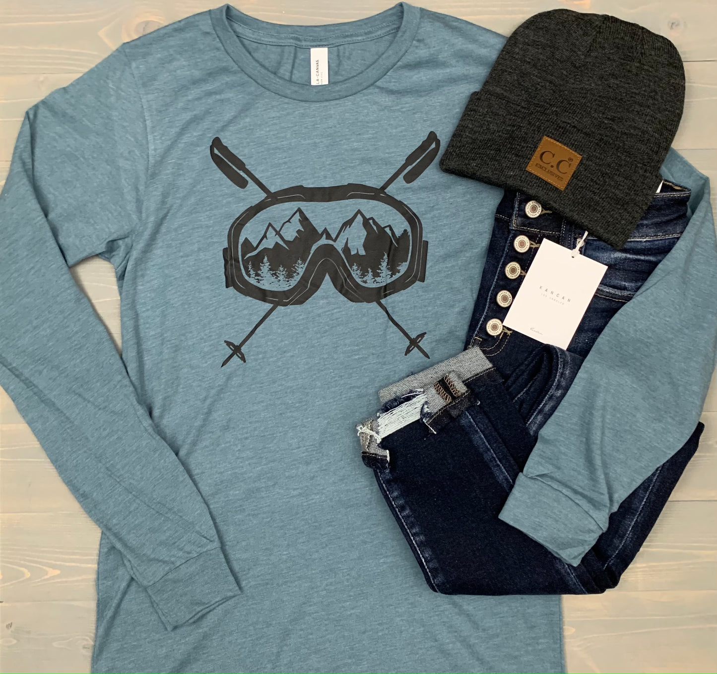 Skiing Long Sleeve Graphic Tee