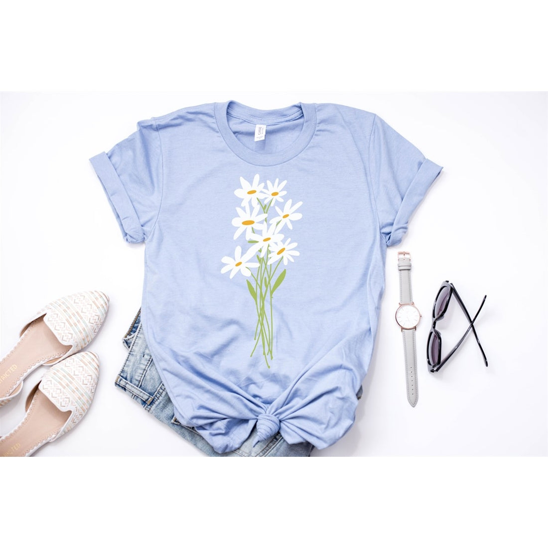 Light Blue Daisy Graphic Tee